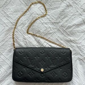 Louis Vuitton Black Felicie Pochette Monogram Empreinte, Leather Crossbody Bag